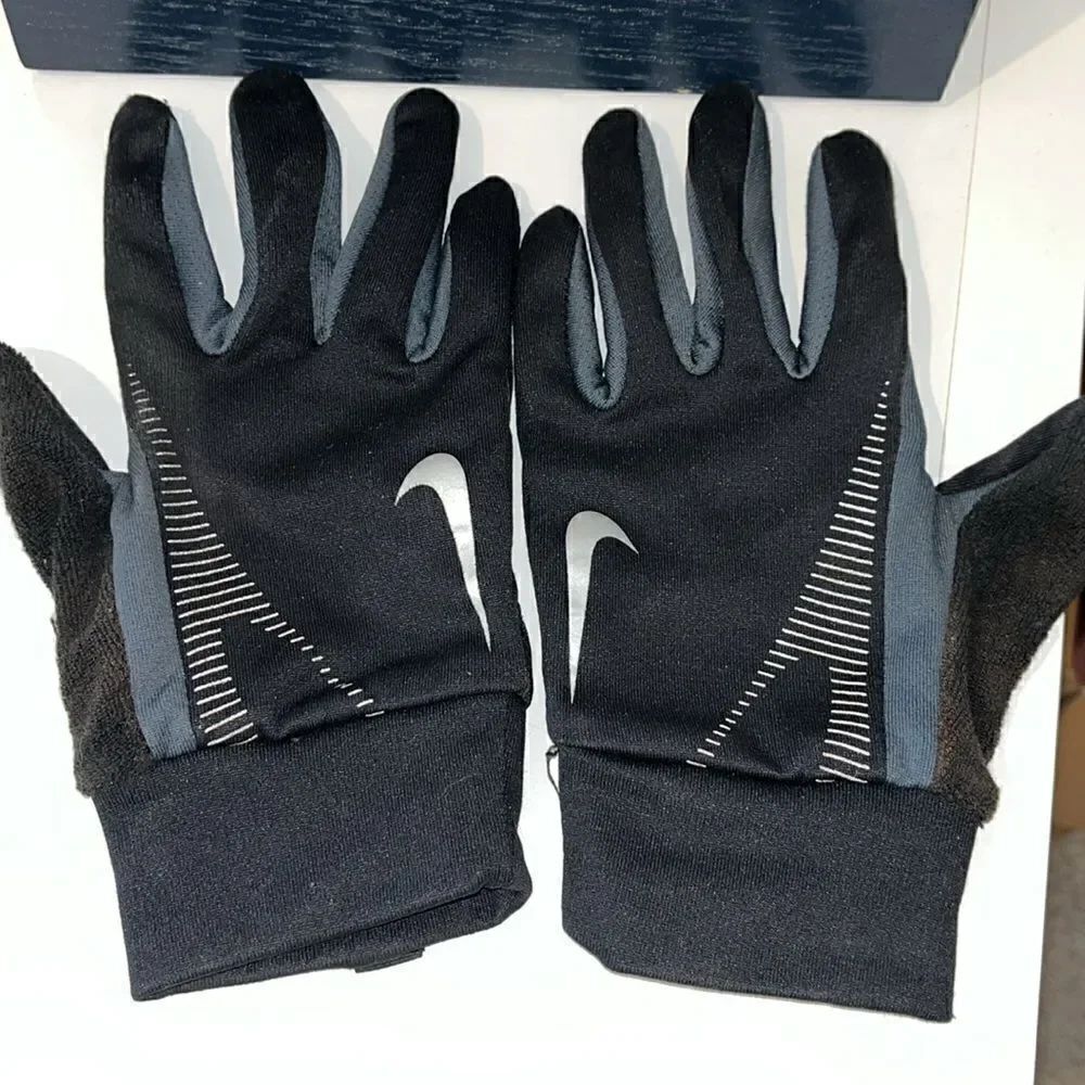 Black Nike Running marathon training work out Key holder unisex swoosh Gloves M